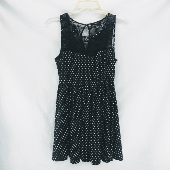 Forever 21 Black White Polka Dot Skater Dress S - Picture 1 of 5